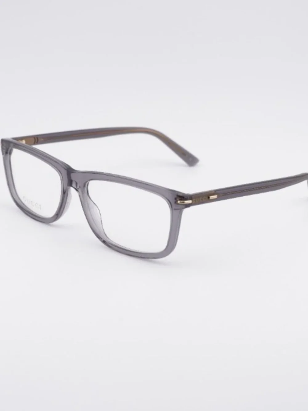 Gucci GG1447O 004 Eyeglasses Transparent Grey 57mm Rectangle Frame
